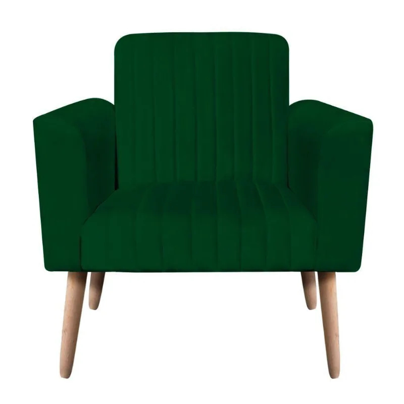 Poltrona Viena Gomada Suede Pés Palito Natural D'rossi Cor Verde
