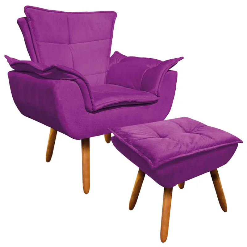 KIT 01 POLTRONA OPALA COM 01 PUFF OPALA Roxo