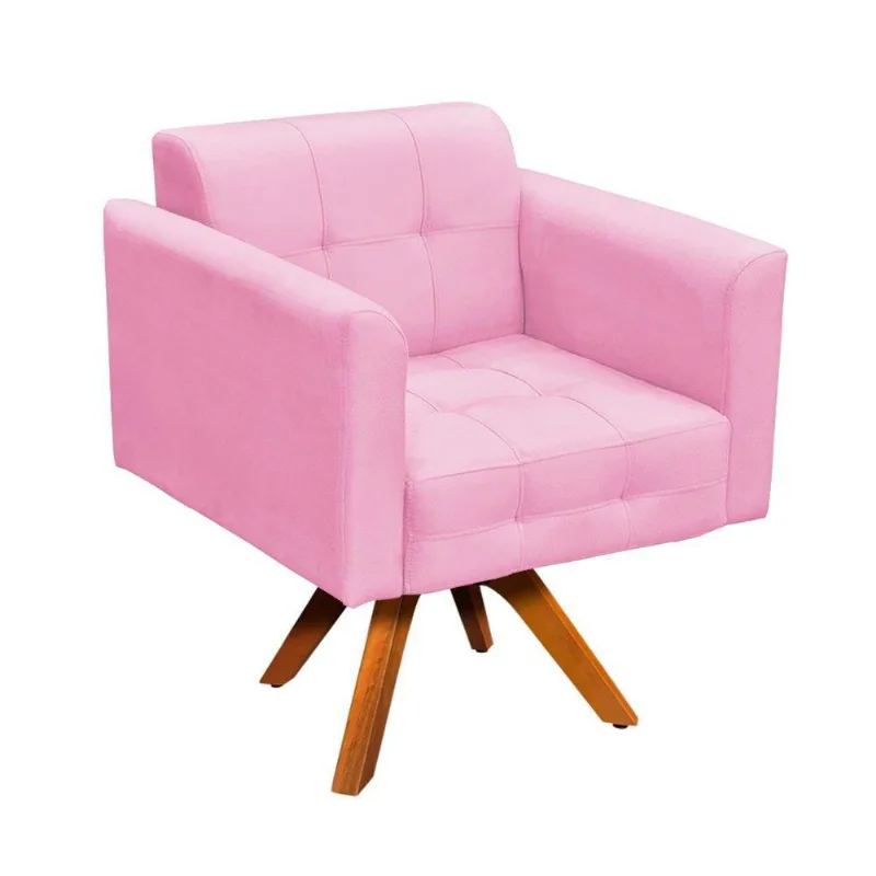 Poltrona Elisa Suede Rosa Bebê