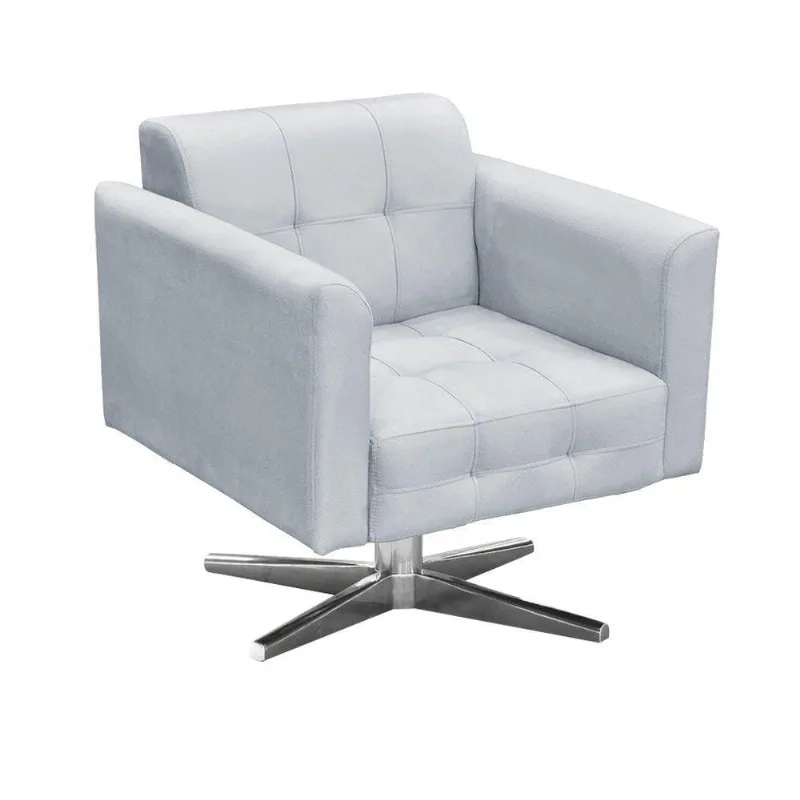 Poltrona Giratória Elisa Suede Base Estrela Cromado Cinza