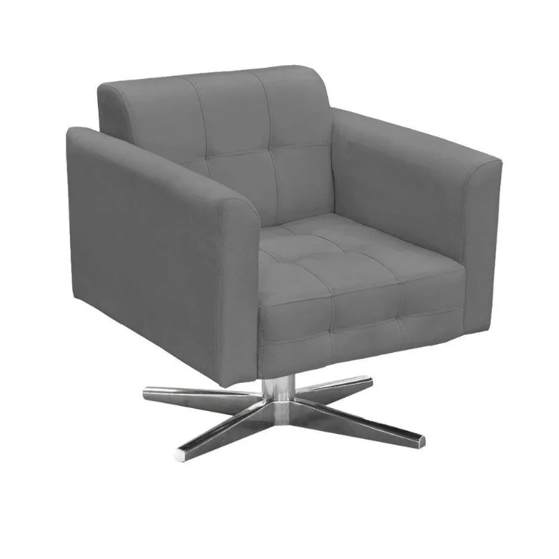 Poltrona Giratória Elisa Suede Base Estrela Cromado Grafite