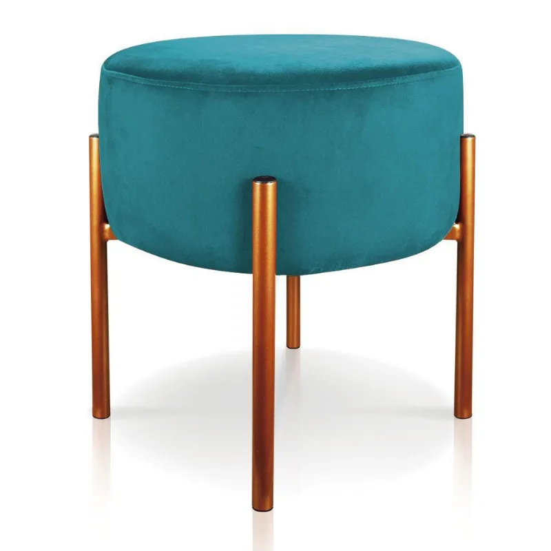Puff Iron Suede Base Cobre Palito Azul Turquesa