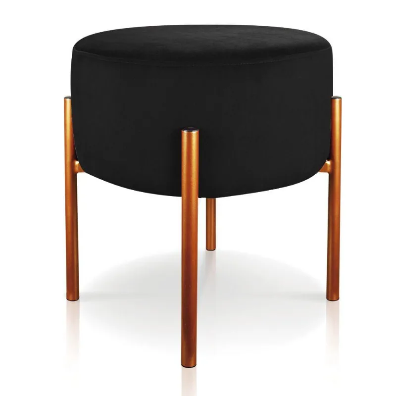 Puff Iron Suede Base Cobre Palito Preto