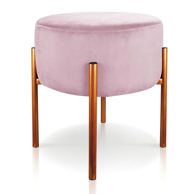 Puff Iron Suede Base Cobre Palito Rosa Bebê