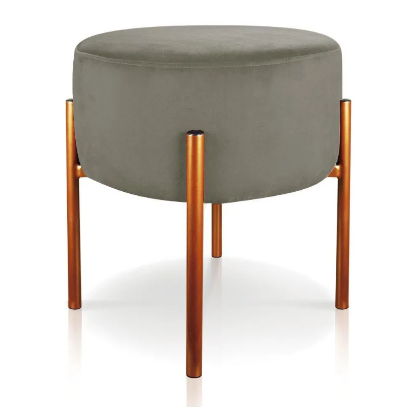 Puff Iron Suede Base Cobre Palito Marrom Rato
