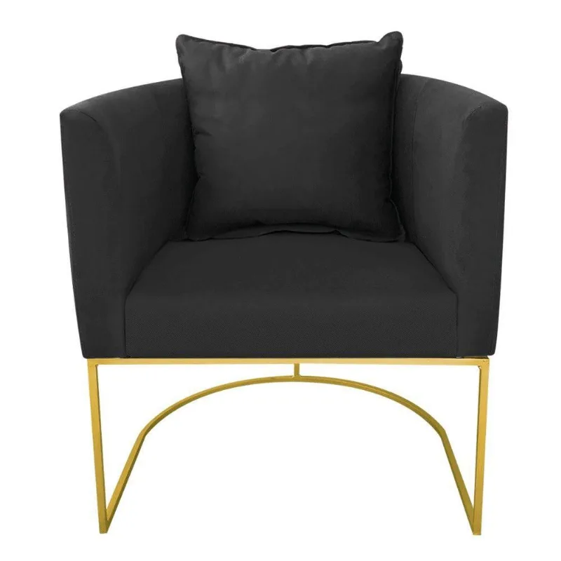 Poltrona Paola Suede Preto Base Metálica Dourado Drossi
