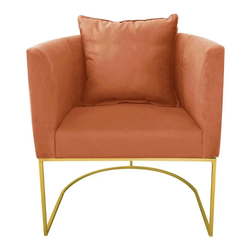 Poltrona Paola Suede Terra Base Metálica Dourado