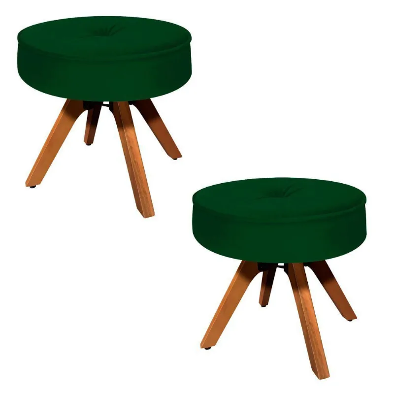 Kit 02 Puffs Decorativo Julia Redondo Suede Verde