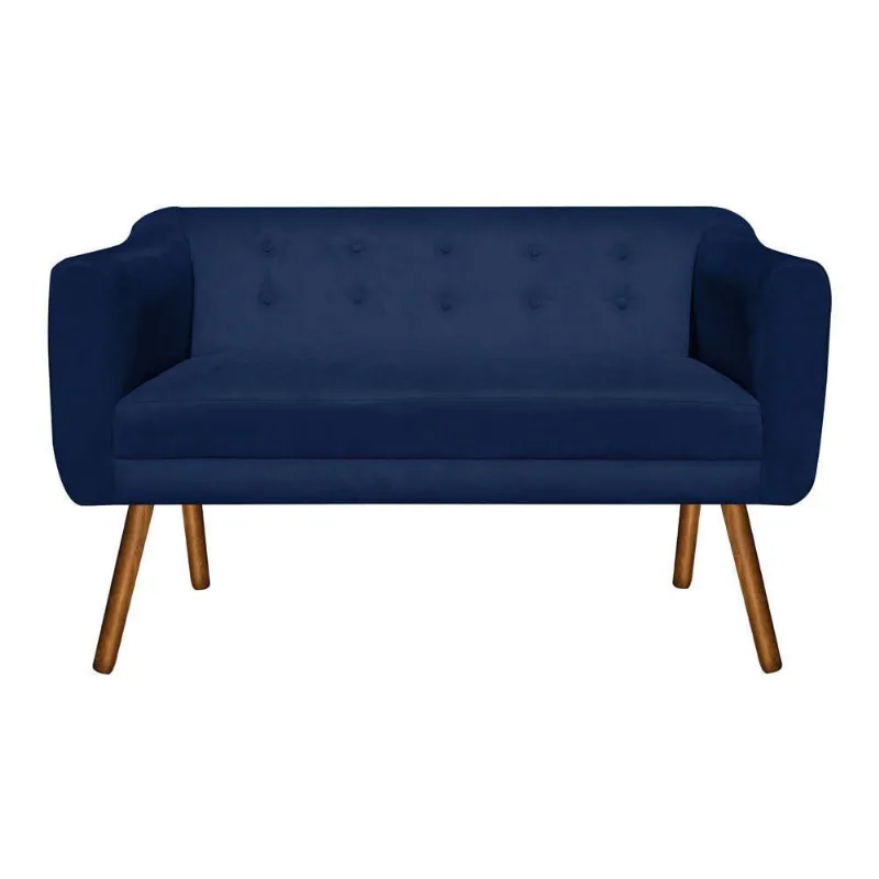 Namoradeira Julia 2 Lugares 1,40 Suede Azul Marinho Castanho