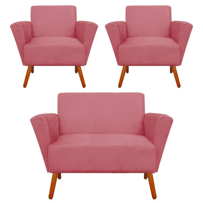 Kit Namoradeira 2 Lugares E 02 Poltrona Dora Rose