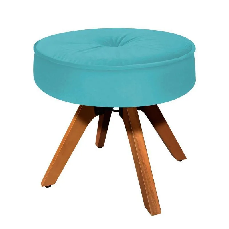 Puff Decorativo Julia Redondo Suede Azul Turquesa