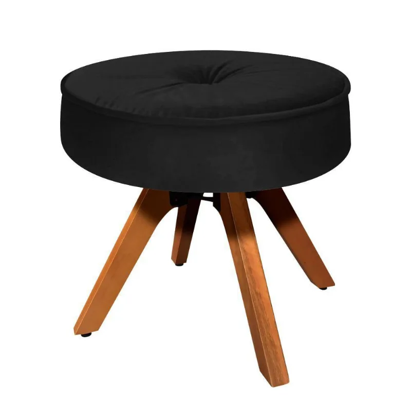 Puff Decorativo Julia Redondo Suede Preto