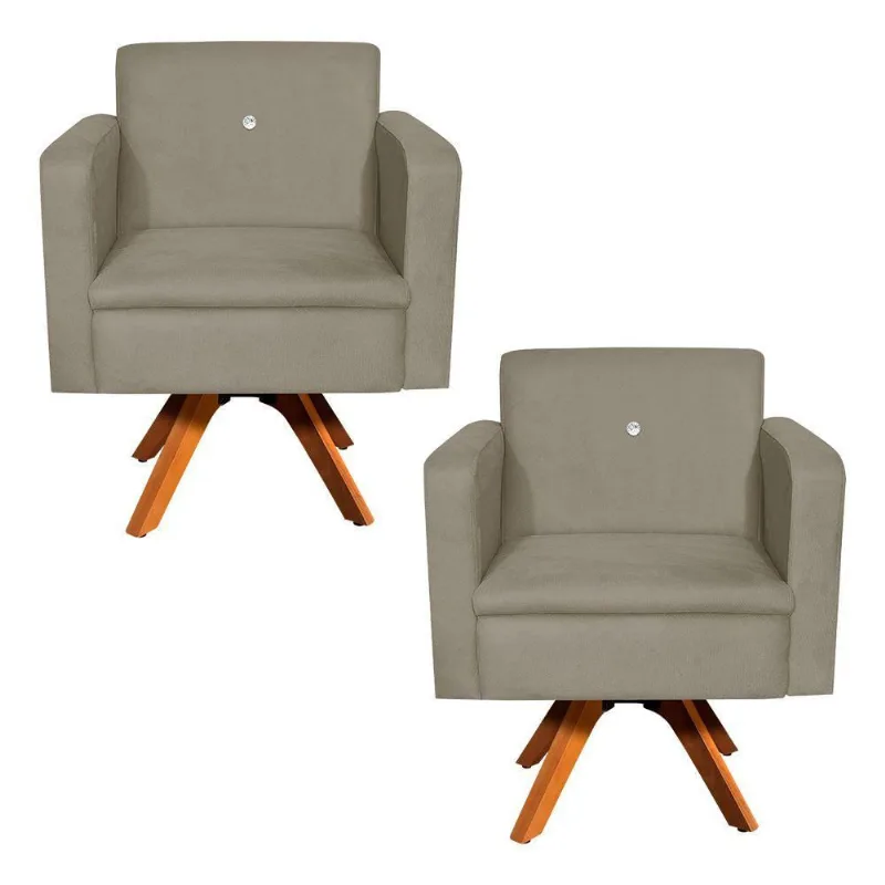 Kit 02 Poltronas Giratória Emília Strass Base
