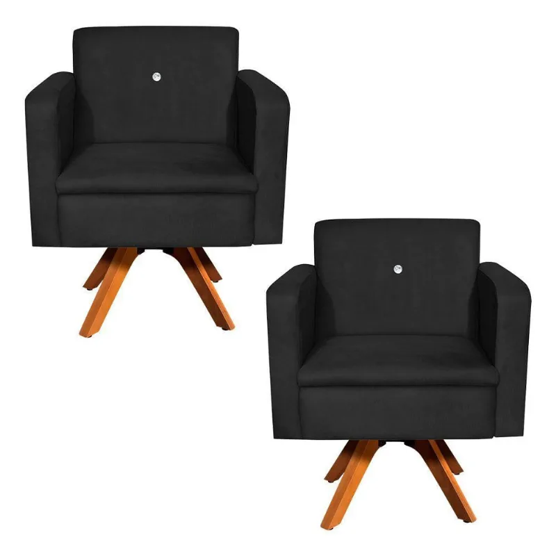 Kit 02 Poltronas Giratória Emília Strass Base