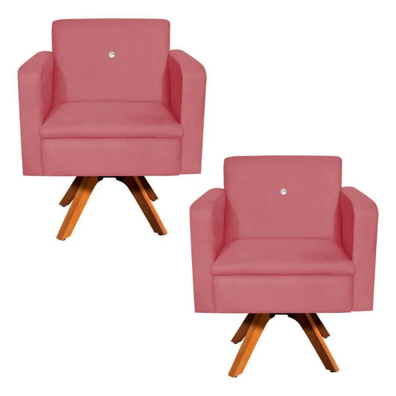 Kit 02 Poltronas Giratória Emília Strass Base