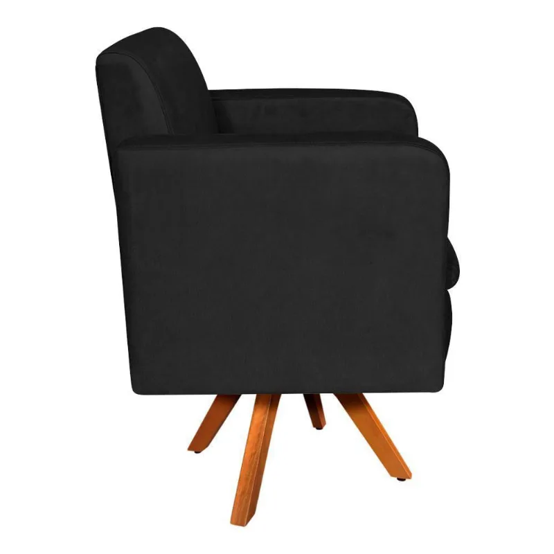 Kit 01 Namoradeira E 02 Poltronas Emília Suede Preto