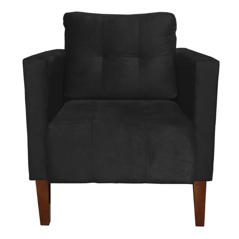Poltrona Decorativa Lívia Suede Pés Chanfrado D´rossi Preto