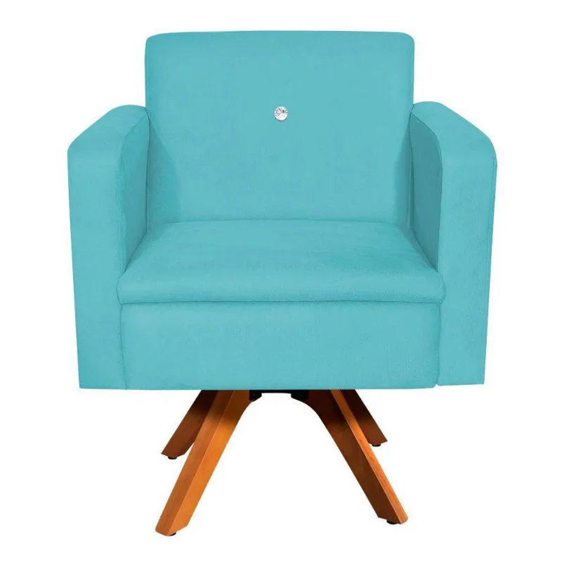 Poltrona Giratória Emília Azul Turquesa