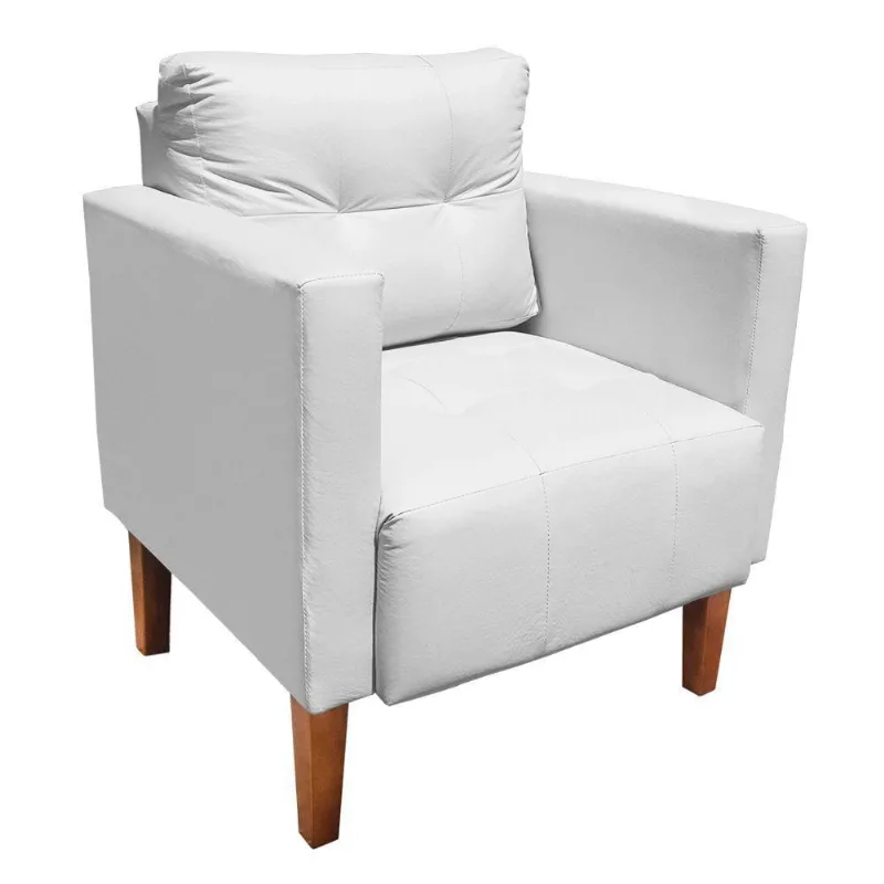 Poltrona Decorativa Lívia Corino Pés Chanfrado Drossi Branco
