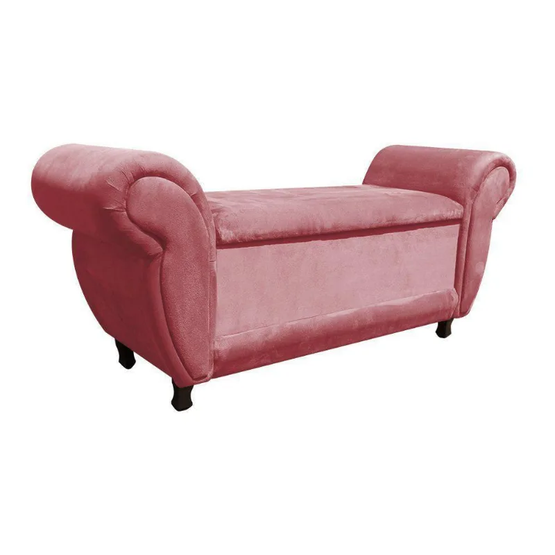 Recamier com Baú Itália Namoradeira Suede Rosê D'Rossi