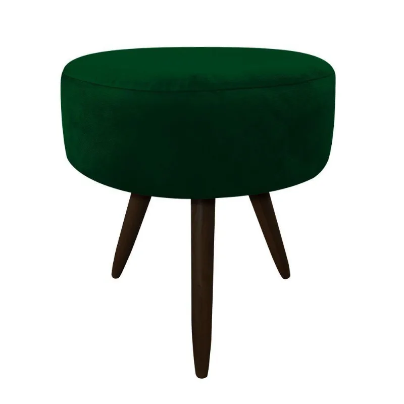 Puff Banqueta Berlim Redondo Suede Verde Pés Tabaco D´rossi