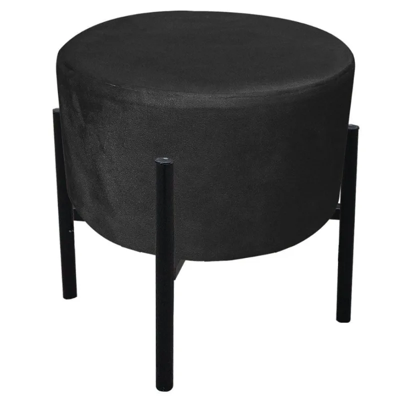 Puff Iron Suede Preto Base Palito D´rossi