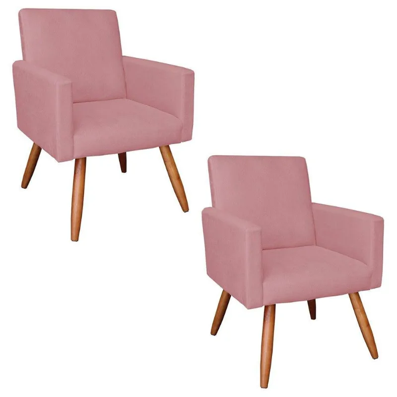 Kit 02 Poltronas Larissa Rose De Madeira