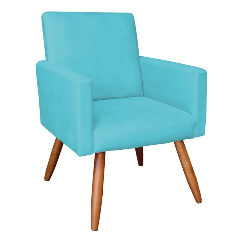 POLTRONA LARISSA SUEDE PES PALITO CASTAN Azul Turquesa