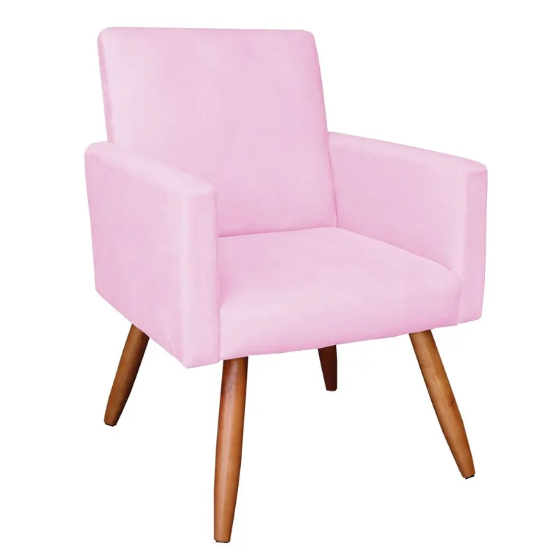 POLTRONA LARISSA SUEDE PES PALITO CASTAN Rosa Bebê