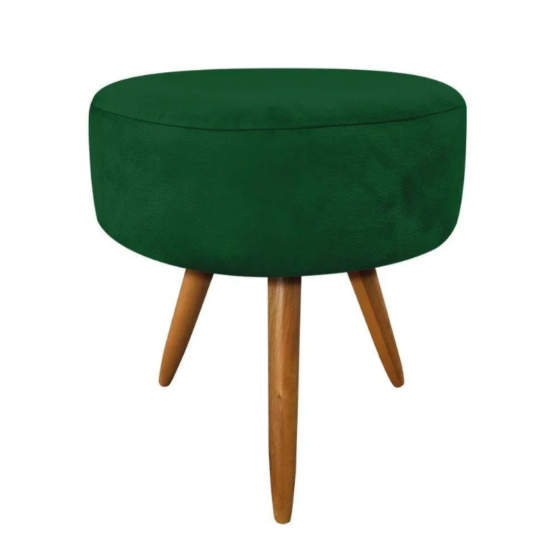 Puff Larissa Suede Verde Pés Palito De Madeira-