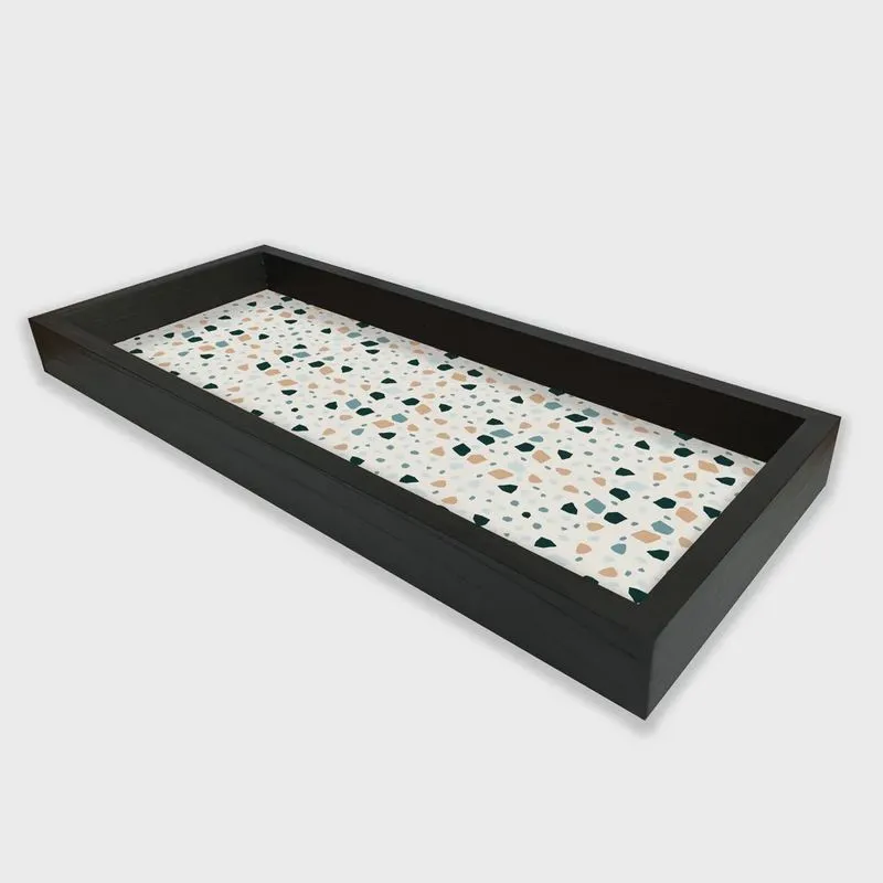 Bandeja Preta Com Gravura Impermeável Granilite 34X14X3CM - D'Rossi