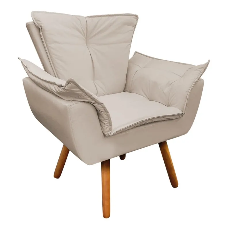 POLTRONA OPALA CORINO PES PALITO CASTANH Bege
