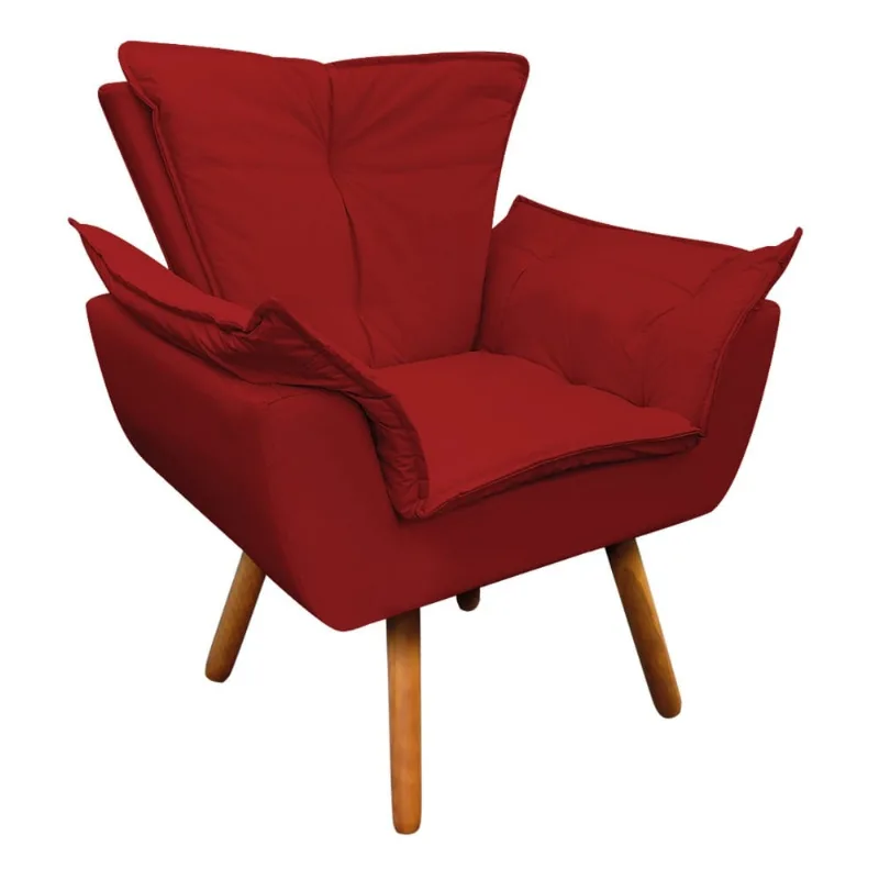 POLTRONA OPALA CORINO PES PALITO CASTANH Vermelho