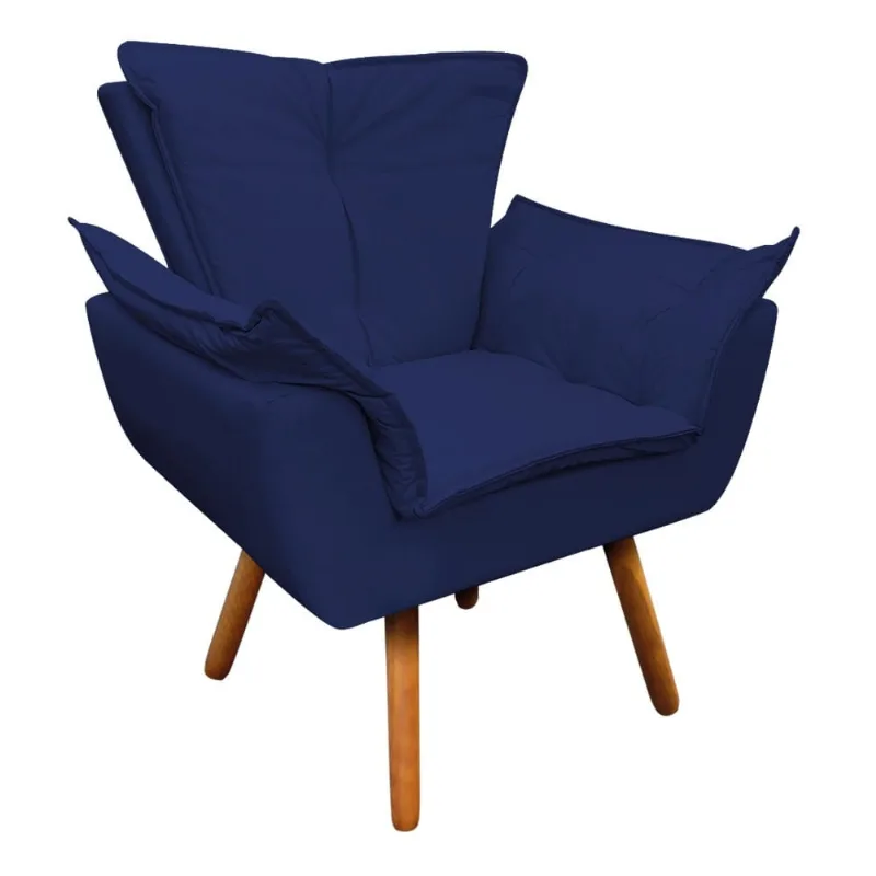 POLTRONA OPALA CORINO PES PALITO CASTANH Azul Marinho