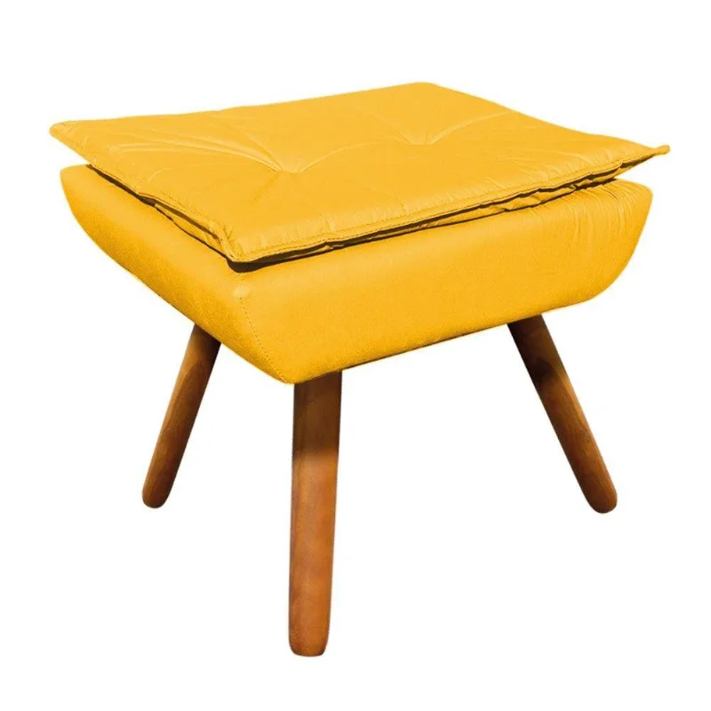 Puff Decorativo Opala Corino Pés Palito D´rossi Amarelo