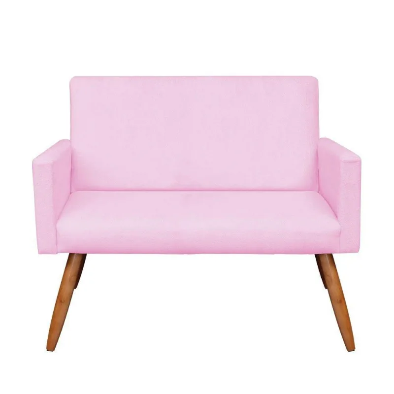 Namoradeira Larissa Suede Rosa Bebê Pés Palito Castanho