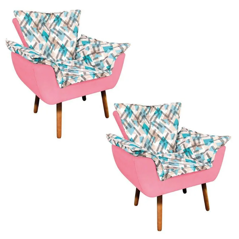 Kit 02 Poltronas Opala Rosa Bebê