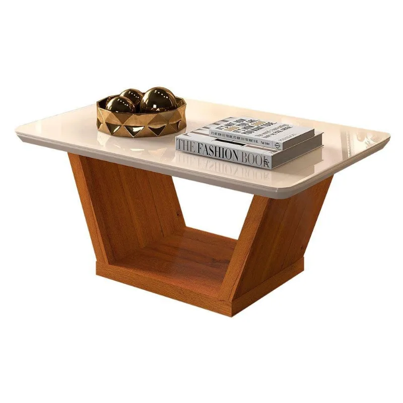 Mesa de Centro Lótus Telha com Creme