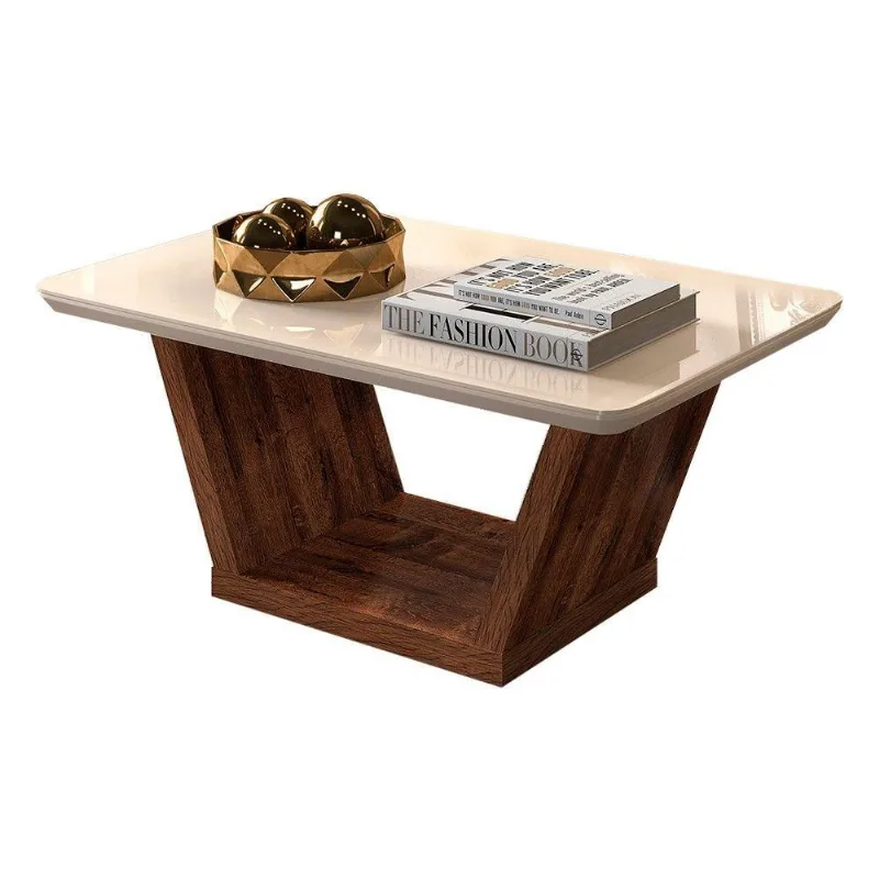 Mesa de Centro Lótus Trufa com Creme