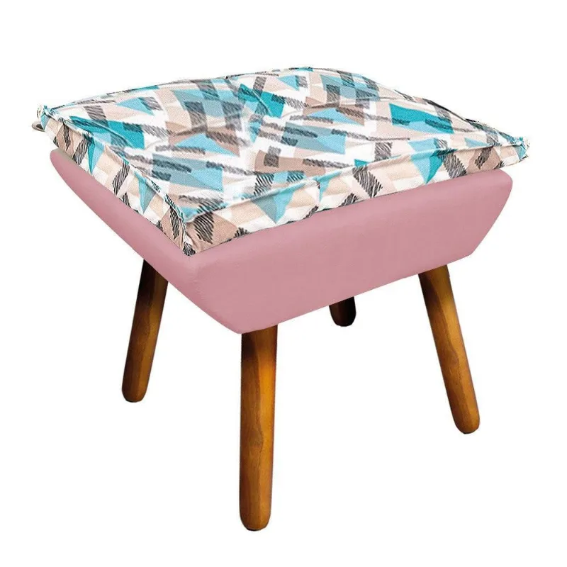 Puff Opala Composê Suede Rose Azul D33 Castanho
