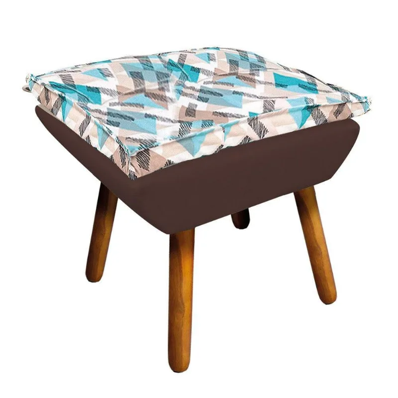 Puff Opala Composê Suede Azul D33 Castanho Marrom