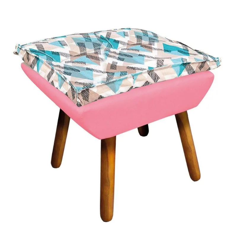 Puff Opala Composê Suede Azul D33 Castanho Rosa Bebê