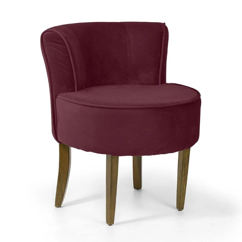 Poltrona Olivia Veludo Vermelho Bordô Base Madeira D'Rossi