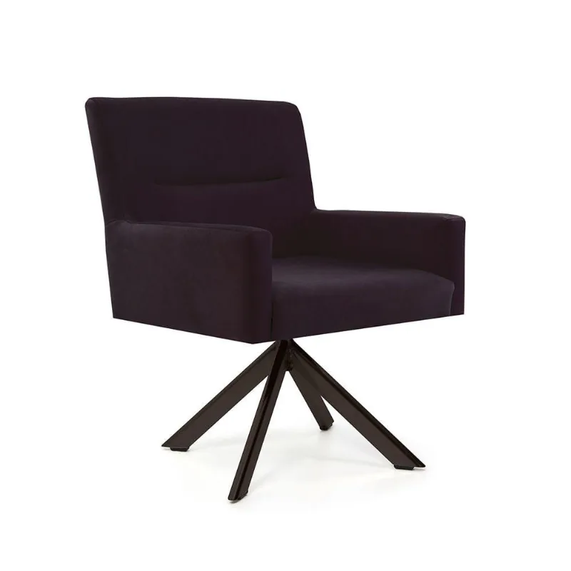 Poltrona Ana Veludo Roxo Grape Base Giratória Eiffel Choco
