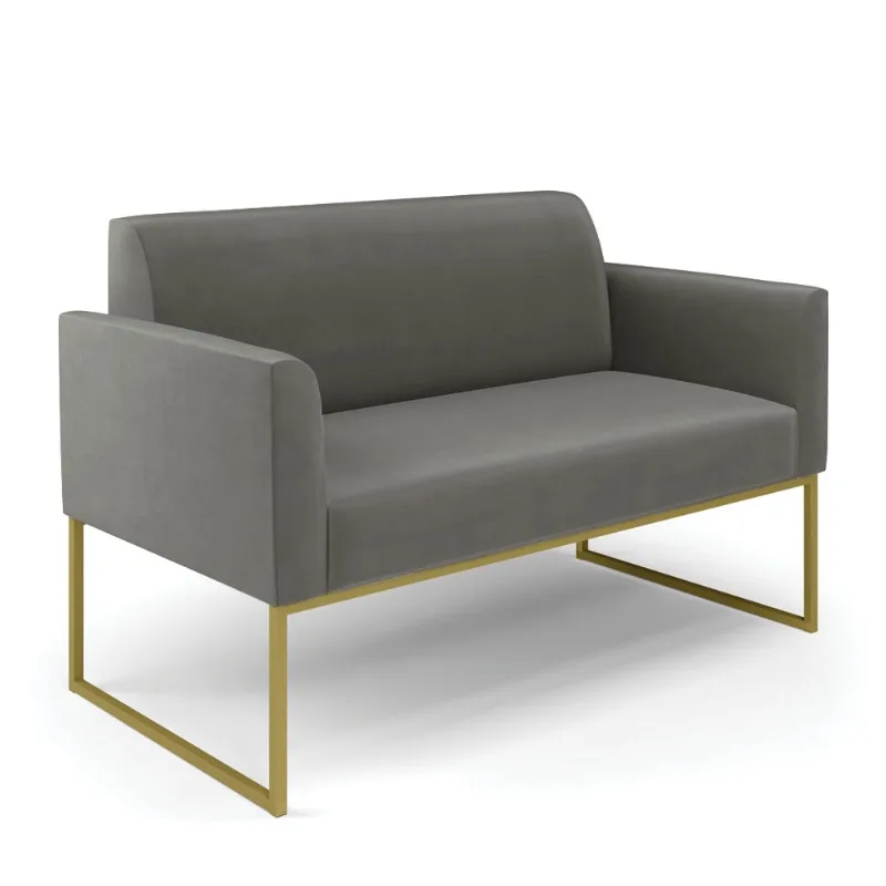 Sofá Namoradeira Base Industrial Dourado Marisa Suede D03 - D?Rossi Grafite