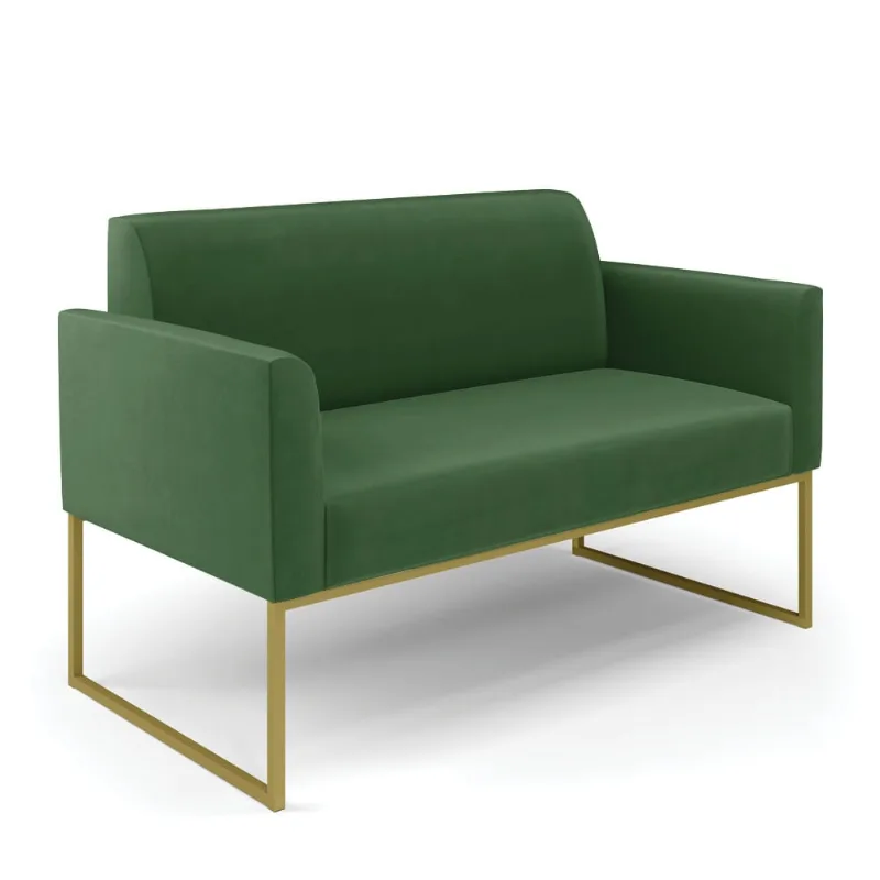 Sofá Namoradeira Base Industrial Dourado Marisa Suede D03 - D?Rossi Verde