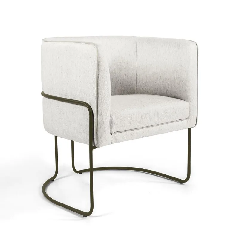 Poltrona Betina Linho Creme Base de Aço Choco D´rossi