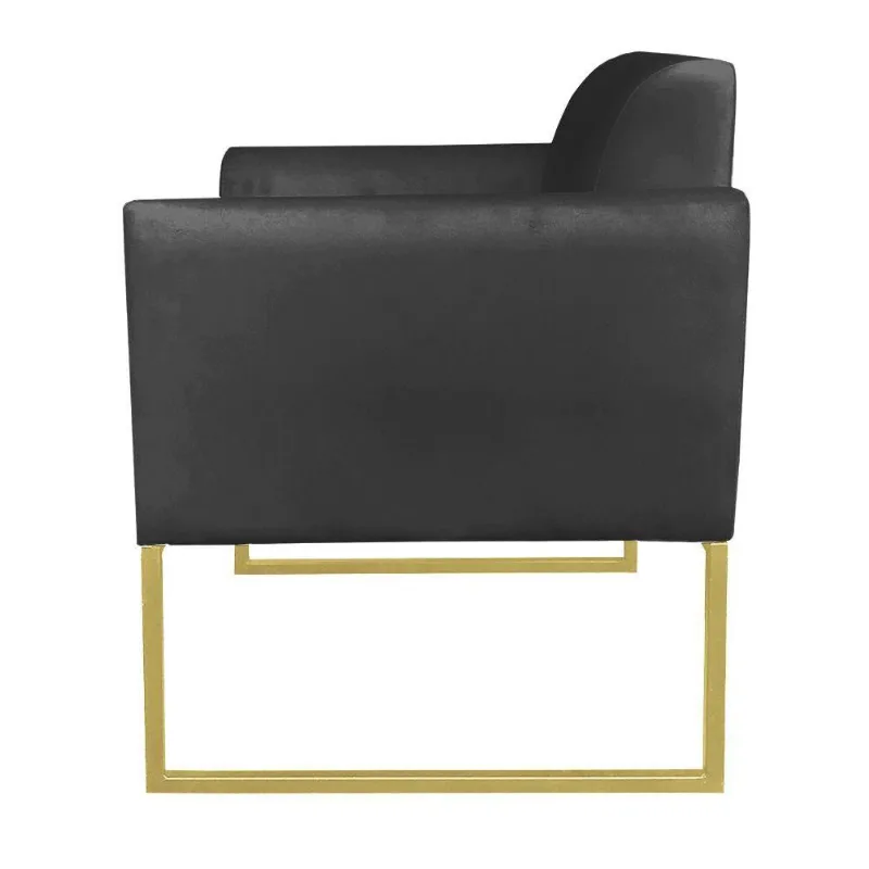 Kit 02 Poltronas Marisa Preto Base Dourado