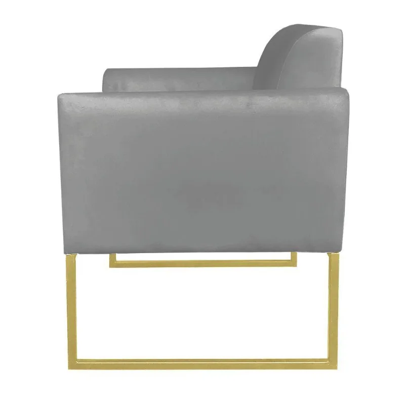 Kit 02 Poltronas Marisa Grafite Base Dourado