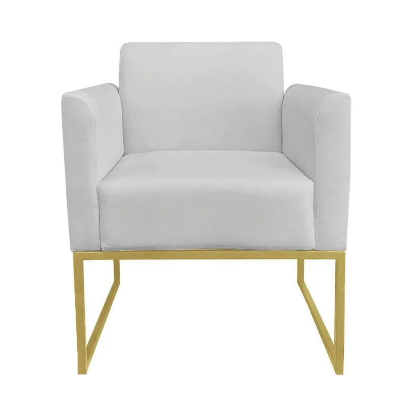 Kit 02 Poltronas Marisa Base Industrial Metálica Dourado